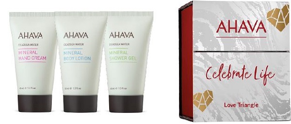 AHAVA LOVE TRIANGLE 3 PEZZI 1 MINERAL HAND CREAM 40 ML + 1 MINERAL BODY LOTION 40 ML + 1 MINERAL SHOWER GEL 40 ML - Gruppofarmastore.it