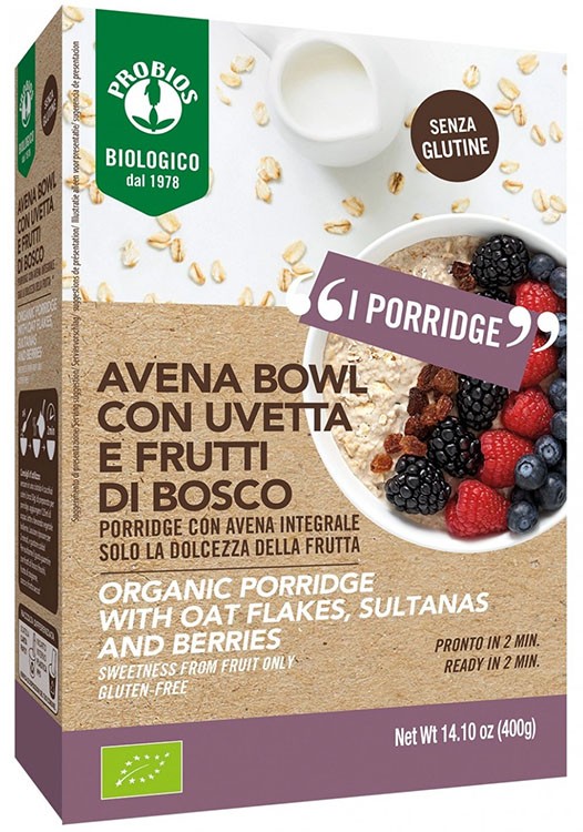 PROBIOS BIO AVENA BOWL FRUTTI DI BOSCO PORRIDGE CON AVENA INTEGRALE 400 G - Gruppofarmastore.it