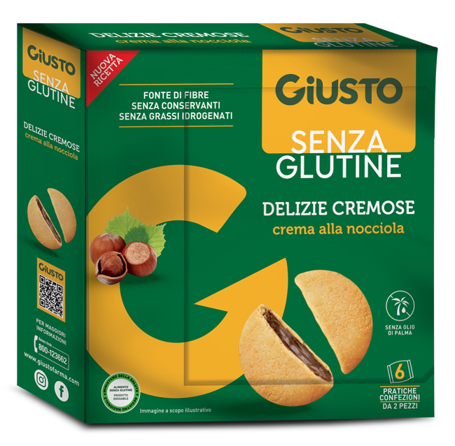 GIUSTO SENZA GLUTINE DELIZIE CREMOSE AL CACAO NOCCIOLA 180 G - Gruppofarmastore.it