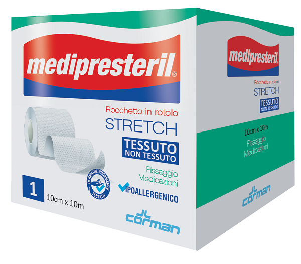 MEDIPRESTERIL ROCCHETTO ROTOLO STRETCH TESSUTO NON TESSUTO 10 CM X 1000 CM - Gruppofarmastore.it
