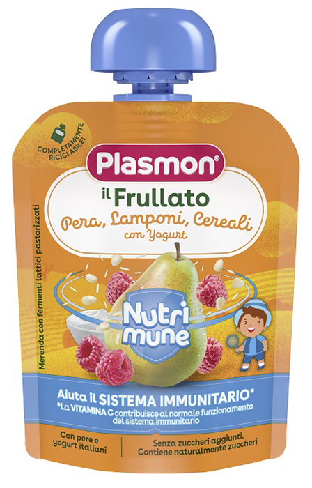 PLASMON NUTRI-MUNE PERA/LAMPONI E CEREALI CON YOGURT 85 G - Gruppofarmastore.it