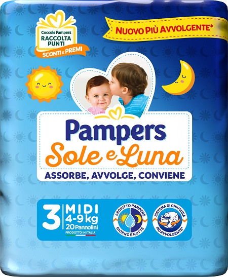 PAMPERS SOLE LUNA MIDIDI 20 PEZZI - Gruppofarmastore.it