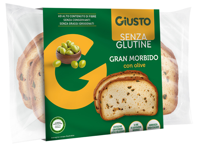 GIUSTO SENZA GLUTINE GRAN MORBIDO CON OLIVE VERDI 190 G - Gruppofarmastore.it