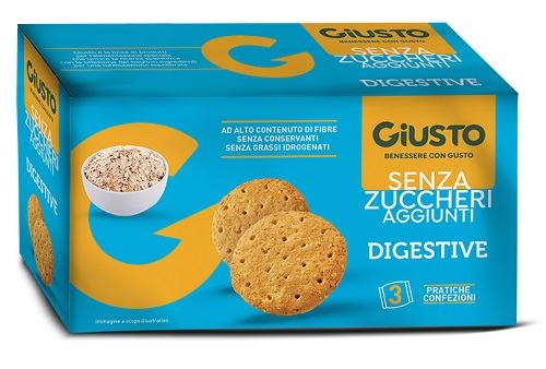 GIUSTO SENZA ZUCCHERO BISCOTTI DIGESTIVE 3 PEZZI DA 75 G - Gruppofarmastore.it