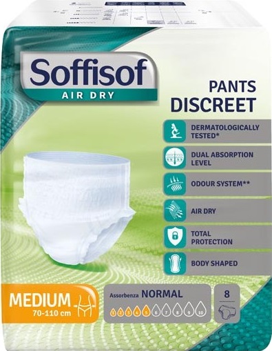 PANNOLONE SOFFISOF AIR DRY PANTS DISCREET MEDIUM 8 PEZZI - Gruppofarmastore.it