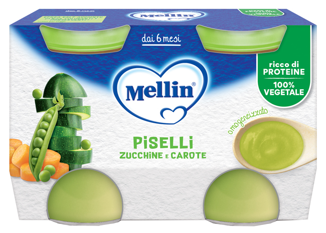 MELLIN OMOGENEIZZATO PISELLI E CAROTE 2 PEZZI DA 130 G - Gruppofarmastore.it