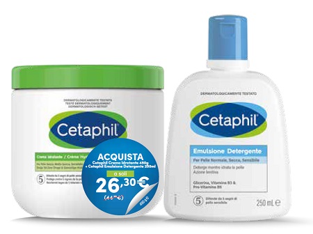CETAPHIL BIPACK CREMA IDRATANTE 450 G + EMULSIONE DETERGENTE 250 ML - Gruppofarmastore.it