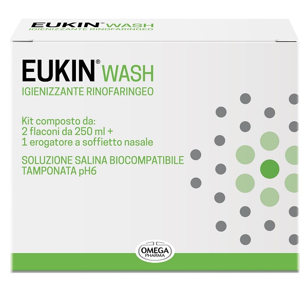 EUKIN WASH IGIENIZZANTE RINOFARINGEO KIT 2 FLACONI DA 250 ML + EROGATORE A SOFFIETTO NASALE - Gruppofarmastore.it