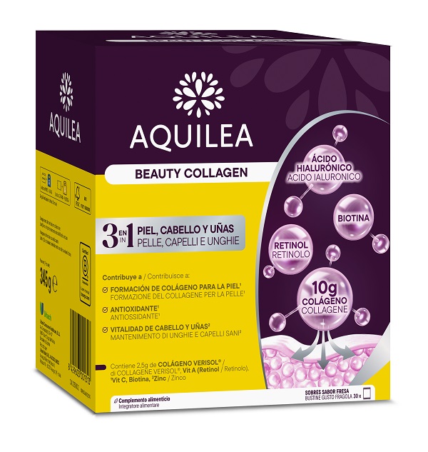 AQUILEA BEAUTY COLLAGEN 30 BUSTINE GUSTO FRAGOLA SENZA GLUTINE SENZA LATTOSIO - Gruppofarmastore.it