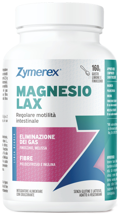 ZYMEREX MAGNESIO LAX 160 G GUSTO LIMONE FINOCCHIO CON EDULCORANTE SENZA GLUTINE SENZA LATTOSIO - Gruppofarmastore.it