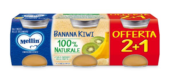 MELLIN OMOGENEIZZATO BANANA KIWI 3 PEZZI DA 100 G - Gruppofarmastore.it