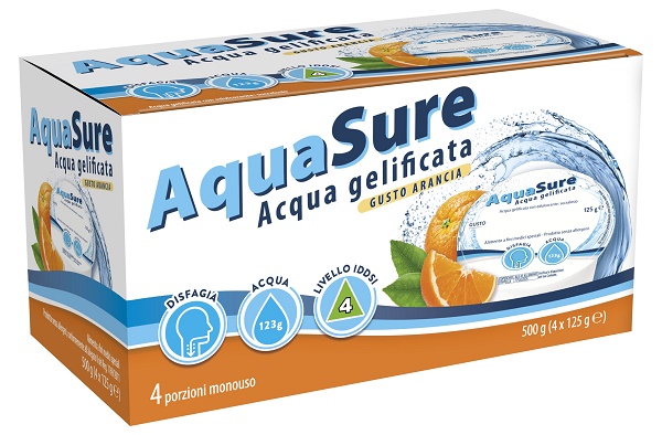 AQUASURE ACQUA GELIFICATA ARANCIA EDULCORATA MULTIPACK 4 PEZZI DA 125 G - Gruppofarmastore.it