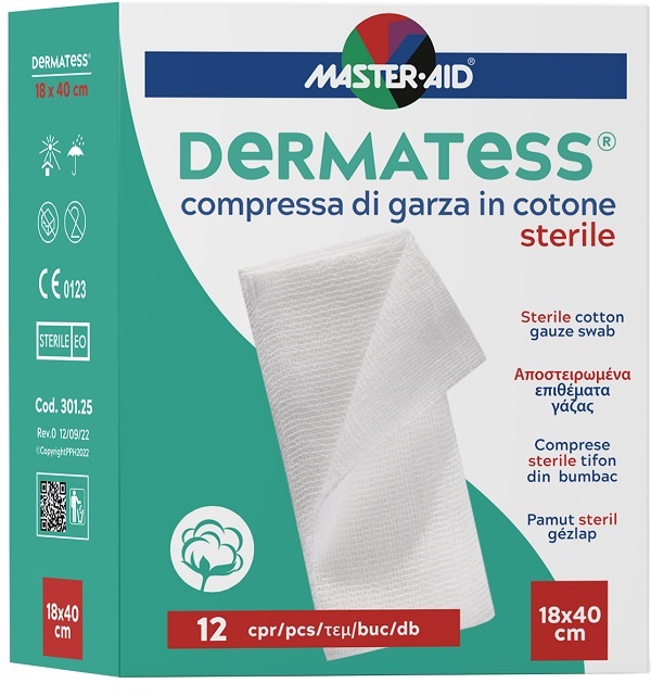 GARZA IDROFILA DERMATESS COTONE 18X40 12 PEZZI - Gruppofarmastore.it