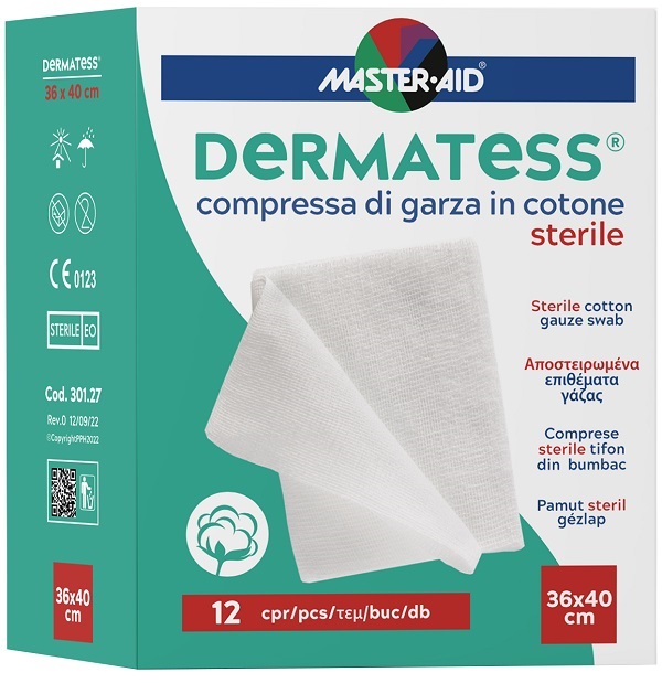 GARZA COMPRESSA DERMATESS IN COTONE 36X40CM 12 PEZZI - Gruppofarmastore.it