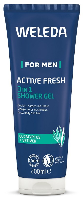 WELEDA FOR MEN ACTIVE FRESH 3IN1 SHOWER GEL 200 ML - Gruppofarmastore.it