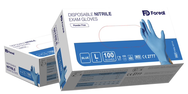 GUANTO NITRILE BLU FOREAL SENZA POLVERE L 100 PEZZI - Gruppofarmastore.it