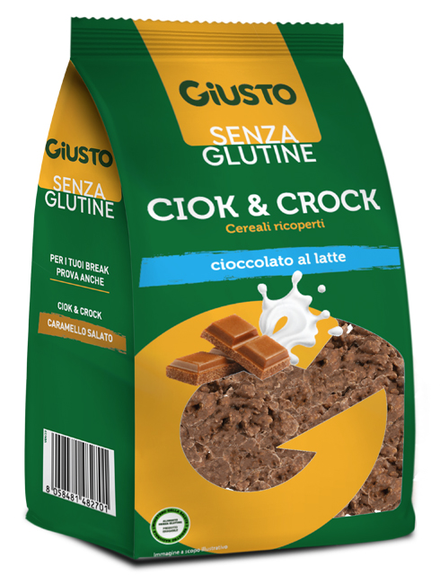 GIUSTO SENZA GLUTINE CIOK&CROCK CEREALI RICOPERTI DI CIOCCOLATO AL LATTE 125 G - Gruppofarmastore.it