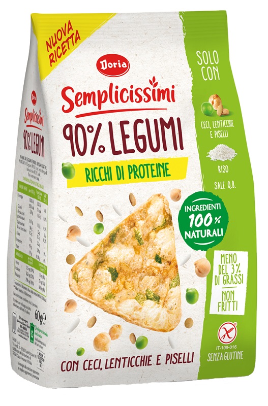 DORIA SEMPLICISSIMI SNACK 90% LEGUMI CECI-LENTICCHIE-PISELLI 60 G - Gruppofarmastore.it