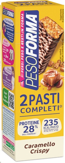 PESOFORMA BARRETTE CARAMELLO CRISPY 2 PASTI 2 PEZZI DA 58 G - Gruppofarmastore.it