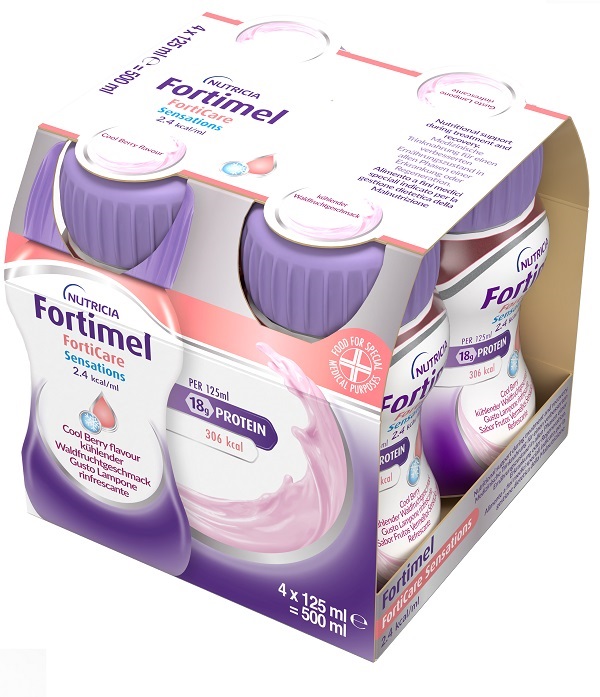 FORTIMEL FORTICARE SENSATION 2,4 KCAL/ML LAMPONE RINFRESCANTE 4 PEZZI DA 125 ML - Gruppofarmastore.it