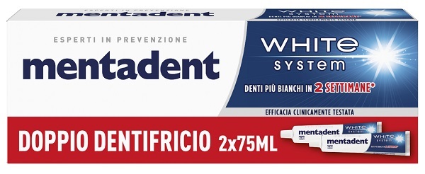 MENTADENT WHITE SYSTEM 2 PEZZI DA 75 ML - Gruppofarmastore.it