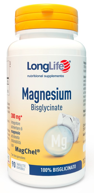 LONGLIFE MAGNESIUM BISGLYCINATE 90 TAVOLETTE DIVISIBILI SENZA GLUTINE - Gruppofarmastore.it