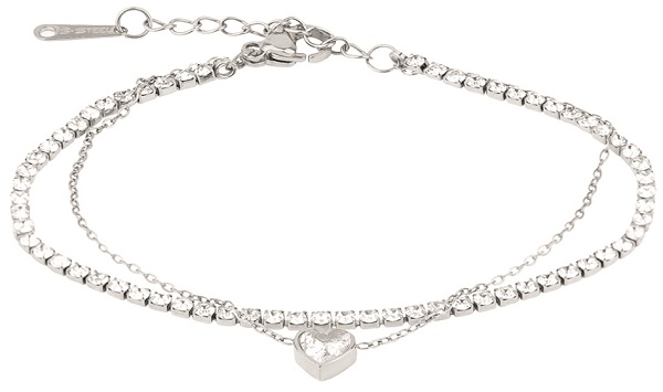 ATELIER 152 BRACCIALE TENNIS PIETRE BIANCHE CUORE STRASS - Gruppofarmastore.it