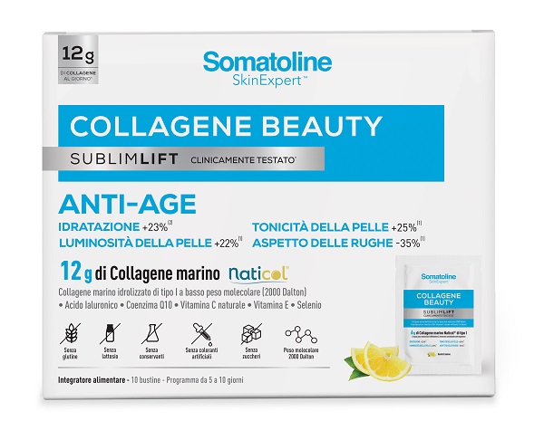 SOMATOLINE COLLAGENE BEAUTY SUBLIMLIFT 10 BUSTINE GUSTO LIMONE SENZA GLUTINE SENZA LATTOSIO - Gruppofarmastore.it