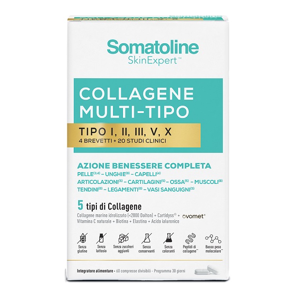 SOMATOLINE COLLAGENE MULTI TIPO 60 COMPRESSE SENZA GLUTINE SENZA LATTOSIO SENZA ZUCCHERI AGGIUNTI - Gruppofarmastore.it