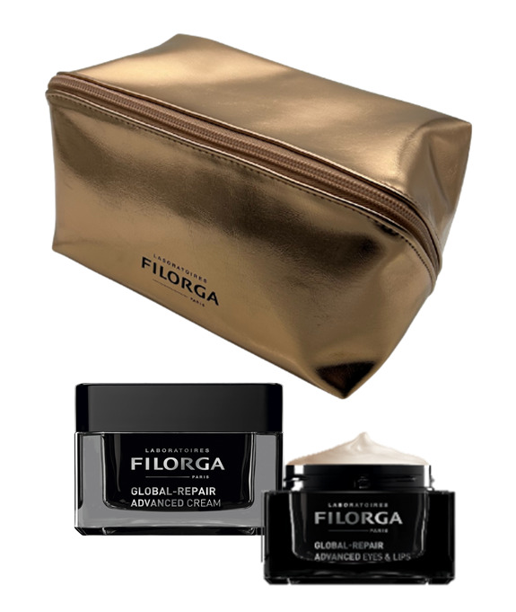 FILORGA XMAS 2026 COFFRET GLOBAL ANTI AGING GLOBAL REPAIR ADVANCED CREAM + GLOBAL REPAIR ADVANCED EYES & LIPS + TROUSSE - Gruppofarmastore.it