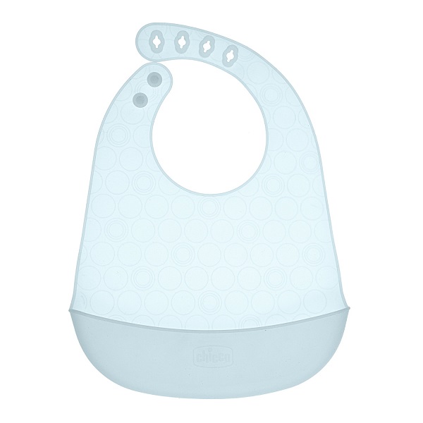 CHICCO EASY ROLL BIB BAVAGLINO IN SILICONE CON TASCA AZZURRO - Gruppofarmastore.it