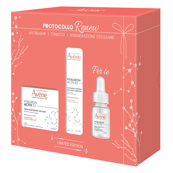 EAU THERMALE AVENE HYALURON ACTIV B3 COFANETTO NATALE 2026 RENEW CREMA RIGENERANTE CELLULARE 50ML+TRATTAMENTO CONTORNO OCCHI TRIPLA CORREZIONE 15ML+CONCENTRATED PLUMPING SERUM 10ML - Gruppofarmastore.it