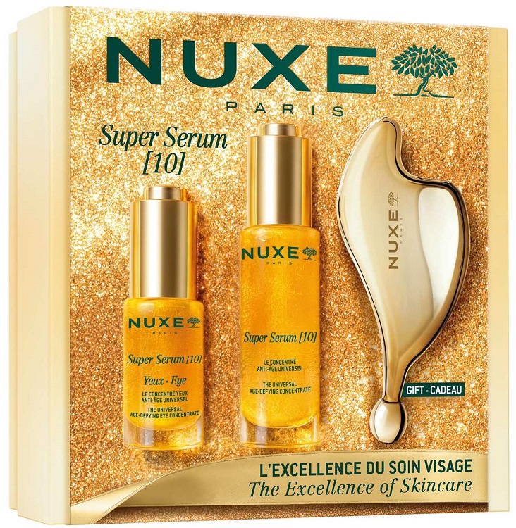 NUXE SUPER SERUM 10 COFFRET 2026 ADVANCED 30 ML + EYE 15 ML + MASSAGE TOOL - Gruppofarmastore.it